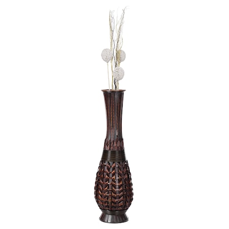 Uniquewise Antique Trumpet Style Floor Vase, For Entryway or Living Room, Brown 36" Tall Bamboo QI004080